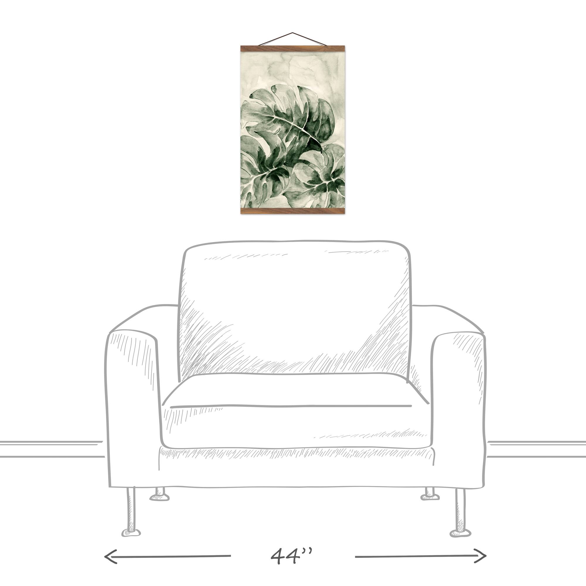 Sage Monstera Teak Hanging Canvas